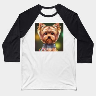 Cute Yorkshire Terrier Drawing Baseball T-Shirt